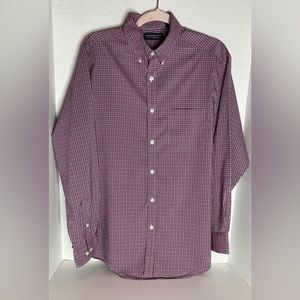 Men’s Late Roundtree and Yorke red plaid dress shirt